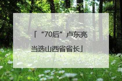“70后”卢东亮当选山西省省长