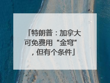 特朗普：加拿大可免费用“金穹”，但有个条件