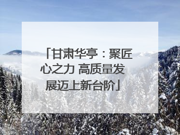 甘肃华亭：聚匠心之力 高质量发展迈上新台阶