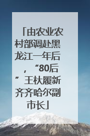 由农业农村部调赴黑龙江一年后，“80后”王杕履新齐齐哈尔副市长
