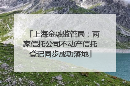 上海金融监管局：两家信托公司不动产信托登记同步成功落地