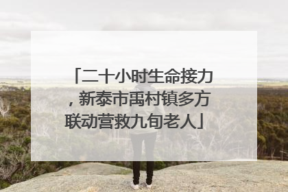 二十小时生命接力，新泰市禹村镇多方联动营救九旬老人