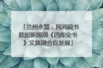 兰州永登：民间藏书掀起新国潮《四库全书》文旅融合促发展