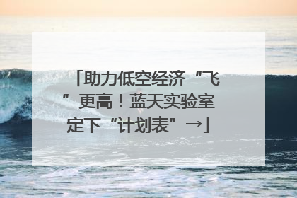 助力低空经济“飞”更高！蓝天实验室定下“计划表”→