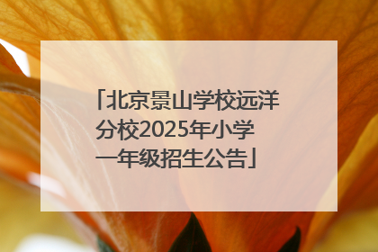 北京景山学校远洋分校2025年小学一年级招生公告