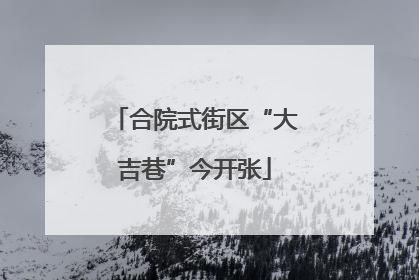 合院式街区“大吉巷”今开张