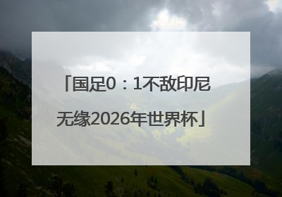 国足0：1不敌印尼 无缘2026年世界杯