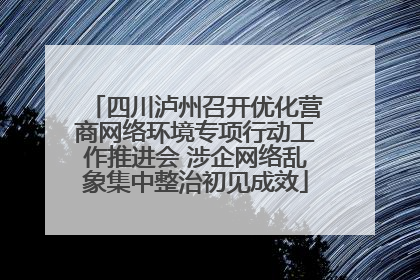 四川泸州召开优化营商网络环境专项行动工作推进会 涉企网络乱象集中整治初见成效