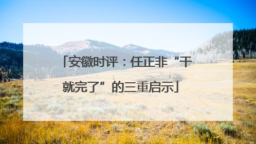 安徽时评：任正非“干就完了”的三重启示