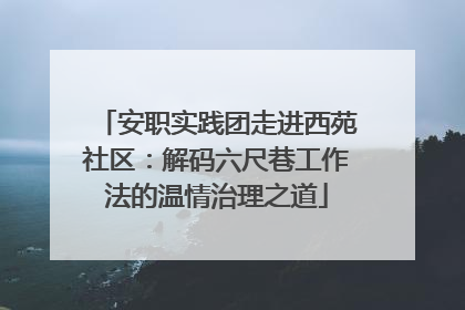 安职实践团走进西苑社区：解码六尺巷工作法的温情治理之道