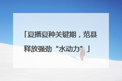 夏播夏种关键期，范县释放强劲“水动力”