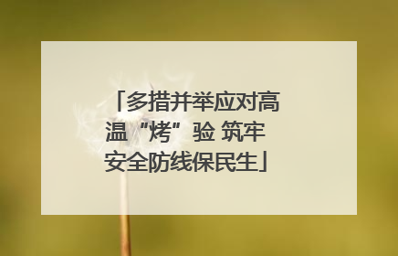 多措并举应对高温“烤”验 筑牢安全防线保民生