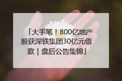 大手笔！800亿地产股获深铁集团30亿元借款｜盘后公告集锦