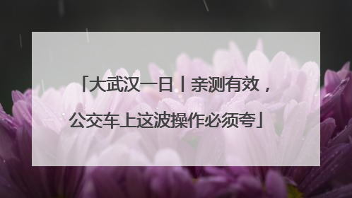 大武汉一日丨亲测有效，公交车上这波操作必须夸
