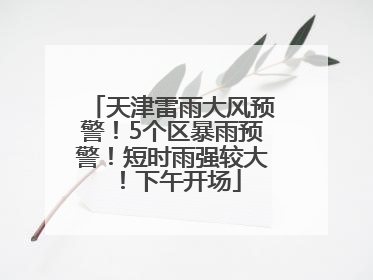 天津雷雨大风预警！5个区暴雨预警！短时雨强较大！下午开场