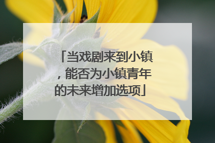 当戏剧来到小镇，能否为小镇青年的未来增加选项