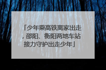 少年乘高铁离家出走，邵阳、衡阳两地车站接力守护出走少年