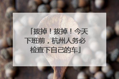 拔掉！拔掉！今天下班前，杭州人务必检查下自己的车