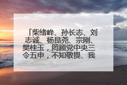 柴绪峰、孙长志、刘志诚、杨昆尧、宗刚、樊桂玉，罔顾党中央三令五申，不知敬畏、我行我素、肆意妄为！