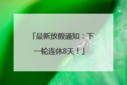 最新放假通知：下一轮连休8天！