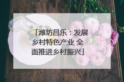 潍坊昌乐：发展乡村特色产业 全面推进乡村振兴