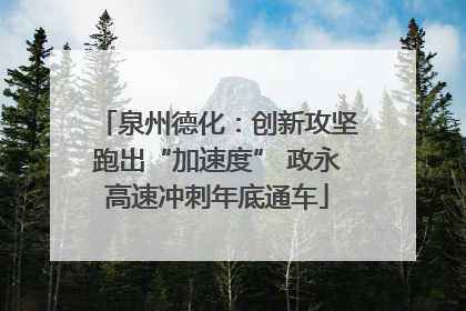 泉州德化：创新攻坚跑出“加速度” 政永高速冲刺年底通车