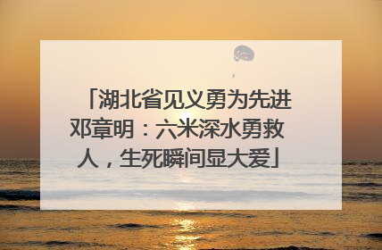 湖北省见义勇为先进邓章明：六米深水勇救人，生死瞬间显大爱