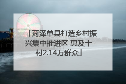 菏泽单县打造乡村振兴集中推进区 惠及十村2.14万群众