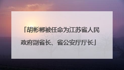 胡彬郴被任命为江苏省人民政府副省长、省公安厅厅长