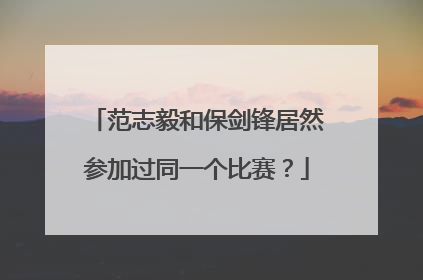 范志毅和保剑锋居然参加过同一个比赛？