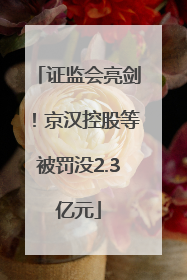 证监会亮剑！京汉控股等被罚没2.3亿元