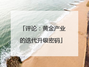 评论：黄金产业的迭代升级密码