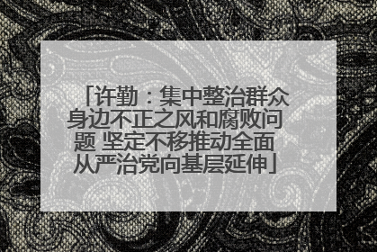 许勤：集中整治群众身边不正之风和腐败问题 坚定不移推动全面从严治党向基层延伸