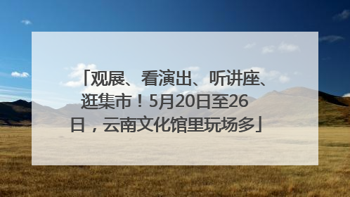 观展、看演出、听讲座、逛集市！5月20日至26日，云南文化馆里玩场多