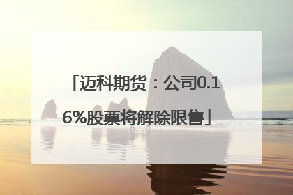 迈科期货：公司0.16%股票将解除限售