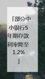 部分中小银行5年期存款利率降至1.2%