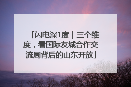 闪电深1度｜三个维度，看国际友城合作交流周背后的山东开放