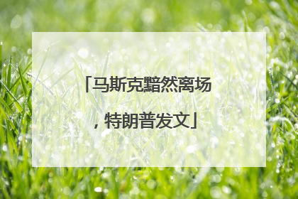 马斯克黯然离场，特朗普发文