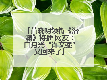 黄晓明领衔《潜渊》将播 网友：白月光“许文强”又回来了