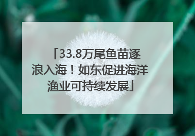 33.8万尾鱼苗逐浪入海！如东促进海洋渔业可持续发展